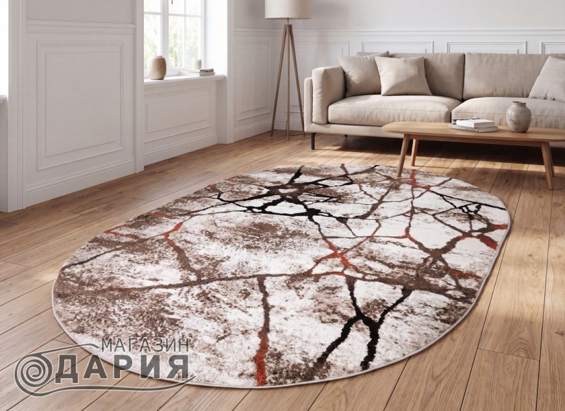 Тъкан килим MAGNOLIA 563 cream/orange елипса